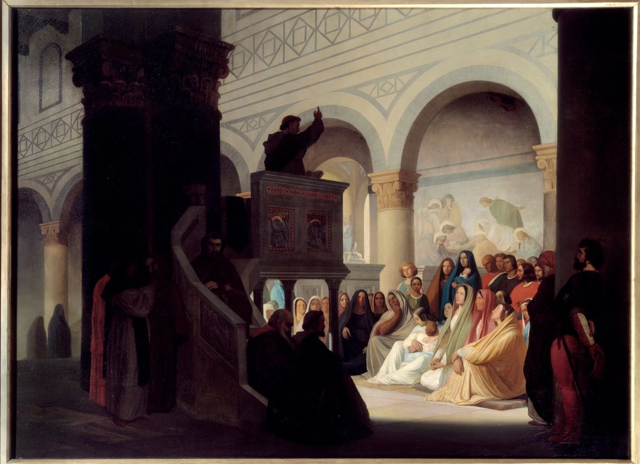 Hippolyte Flandrin - Girolamo Savonarola predica a San Miniato, Musee des Beaux, Arts, Lyon